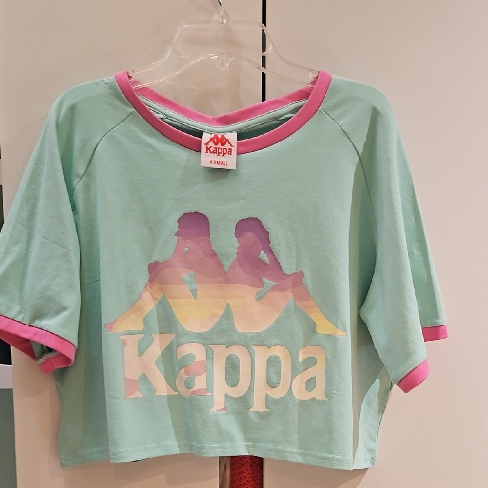 Kappa Aqua Tee with Pink Accents